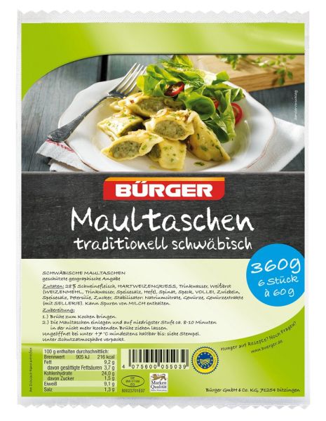 Bürger Maultaschen (German Pasta Squares) Traditional Swabian - 360 g
