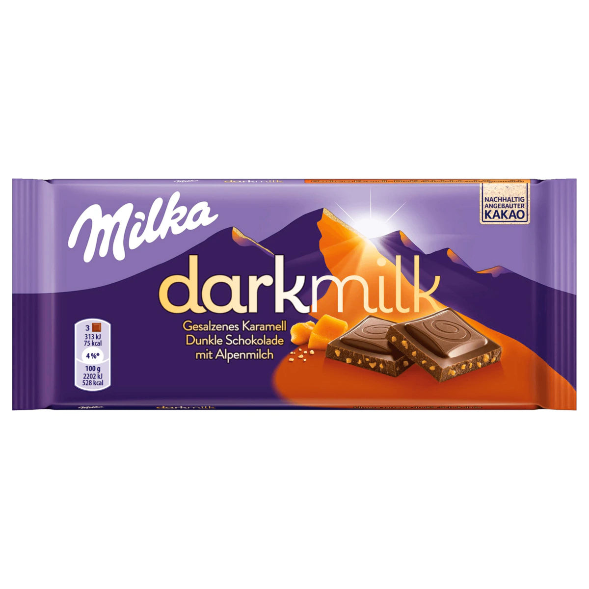 Milka darkmilk Schokolade Gesalzenes Karamell - 85 g