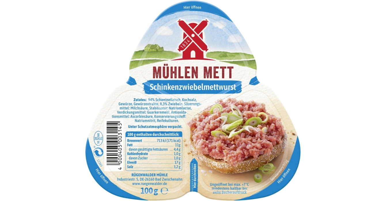 Rügenwalder Mühlen Mett Schinkenzwiebelmettwurst (Spiced Ham & Pork Steak Tartare) - 100 g